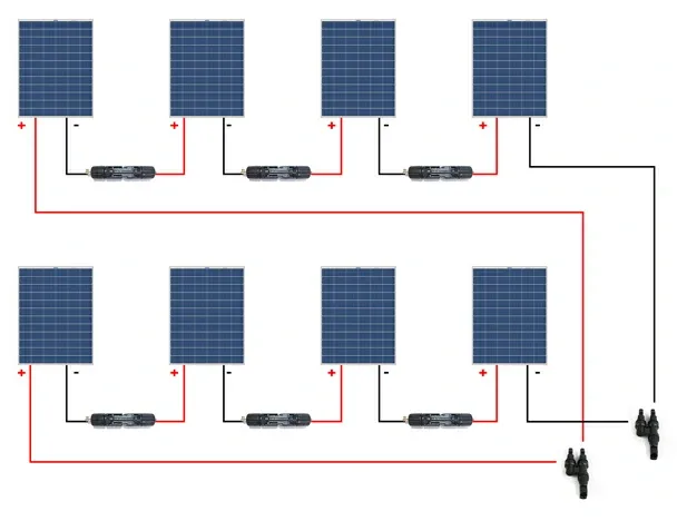 Two PV strings connected in parallel